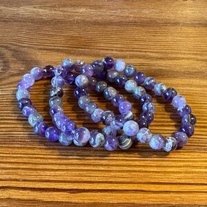 Chevron Amethyst Beaded Bracelet